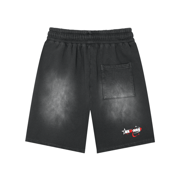 Rectangle Patch Monkey Washed Shorts  - 360 GSM