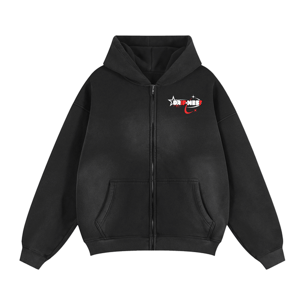 Sunfade Two-way Zipper Boxy Fleece Hoodie